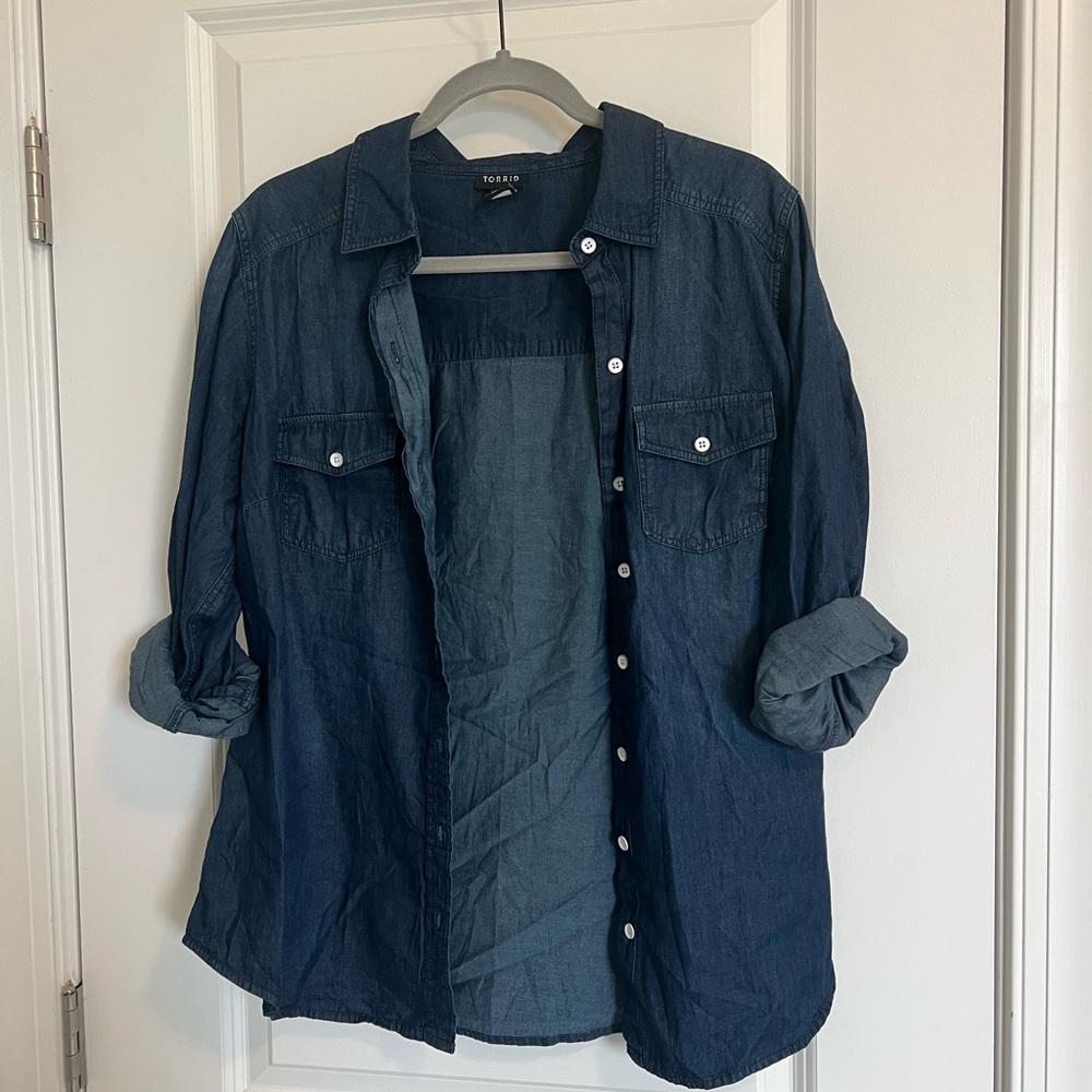 Torrid Blue Denim Blouse Relaxed Fit